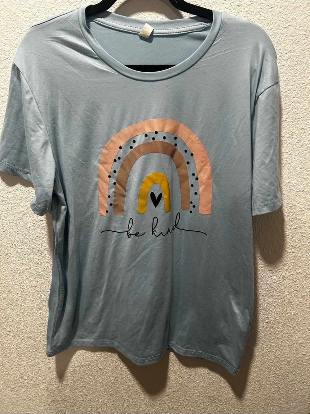 BOGO free-Light Blue 'Be Kind' Rainbow Graphic Tee